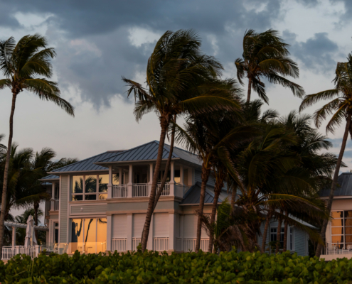 Coast house beachfront waterfront vacation home, house during ev